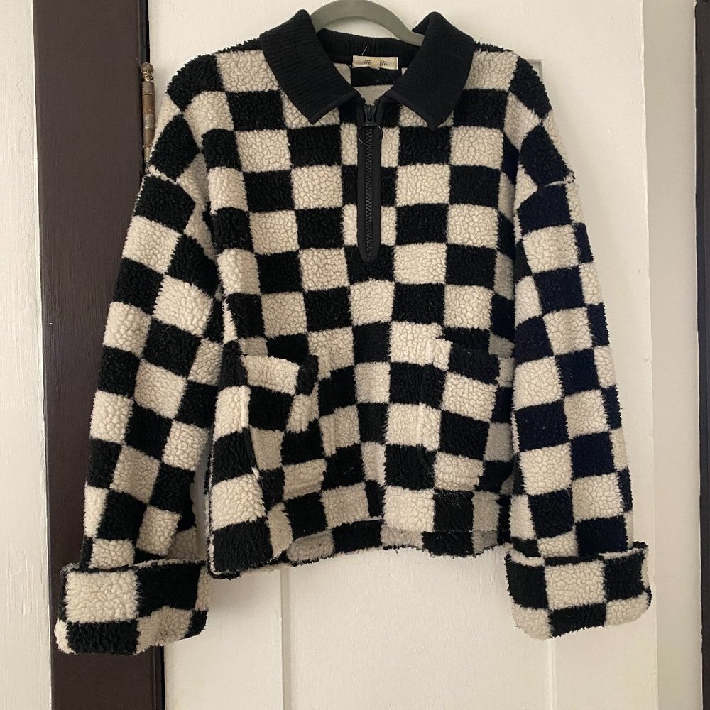 Checkered Sherpa Winter Pullover Sweater